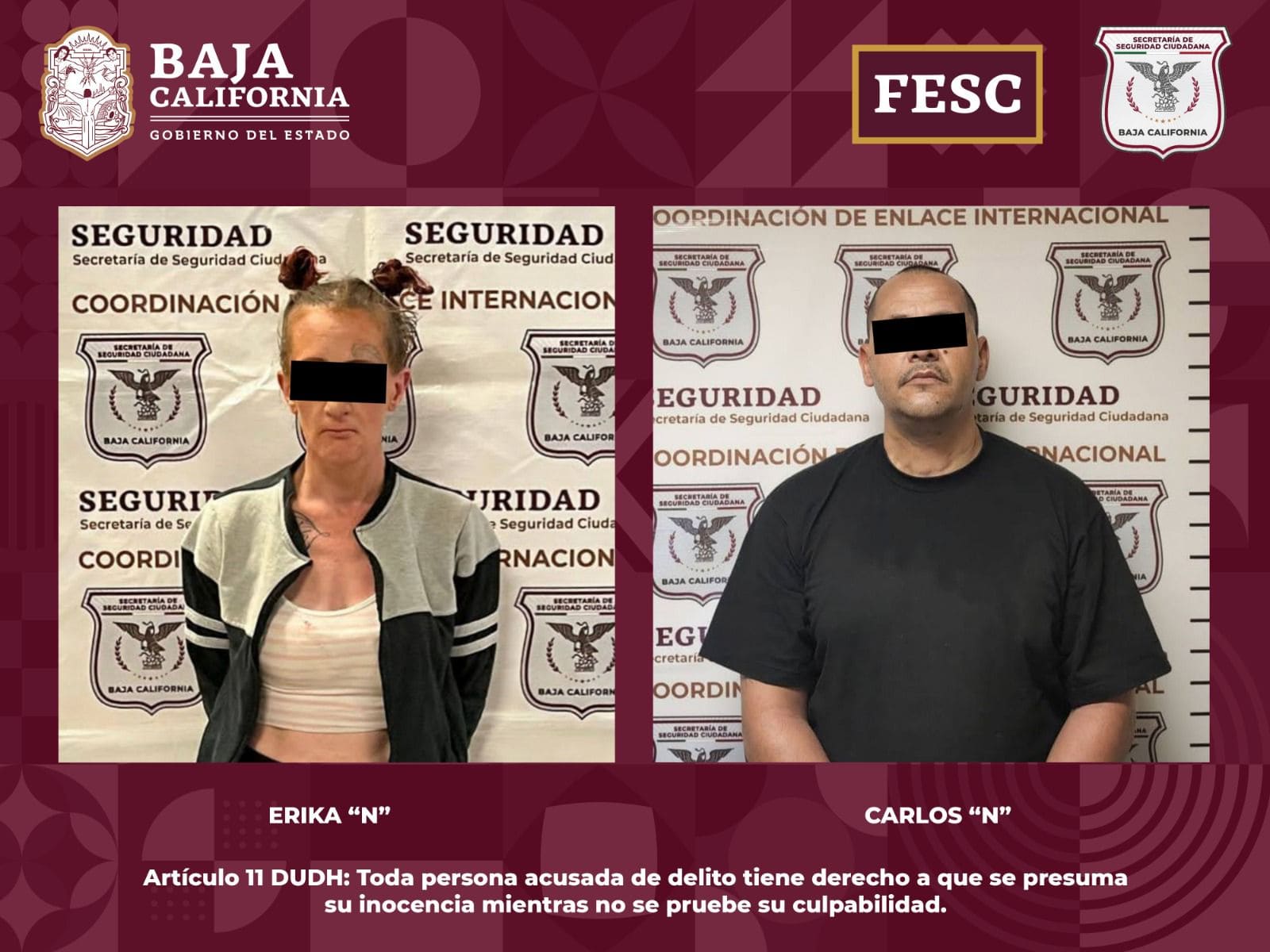 APREHENDE FESC A DOS PERSONAS BUSCADAS POR AUTORIDADES ESTADOUNIDENSES