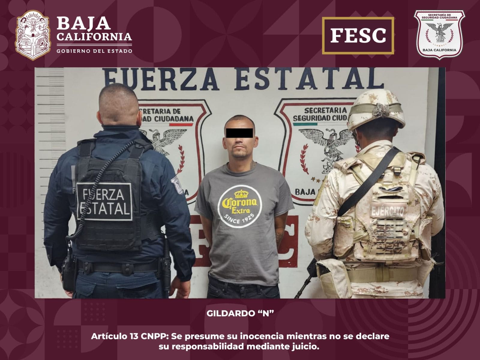 DETIENEN FESC Y SEDENA A UN HOMBRE EN PODER DE UN ARMA DE FUEGO EN MEXICALI