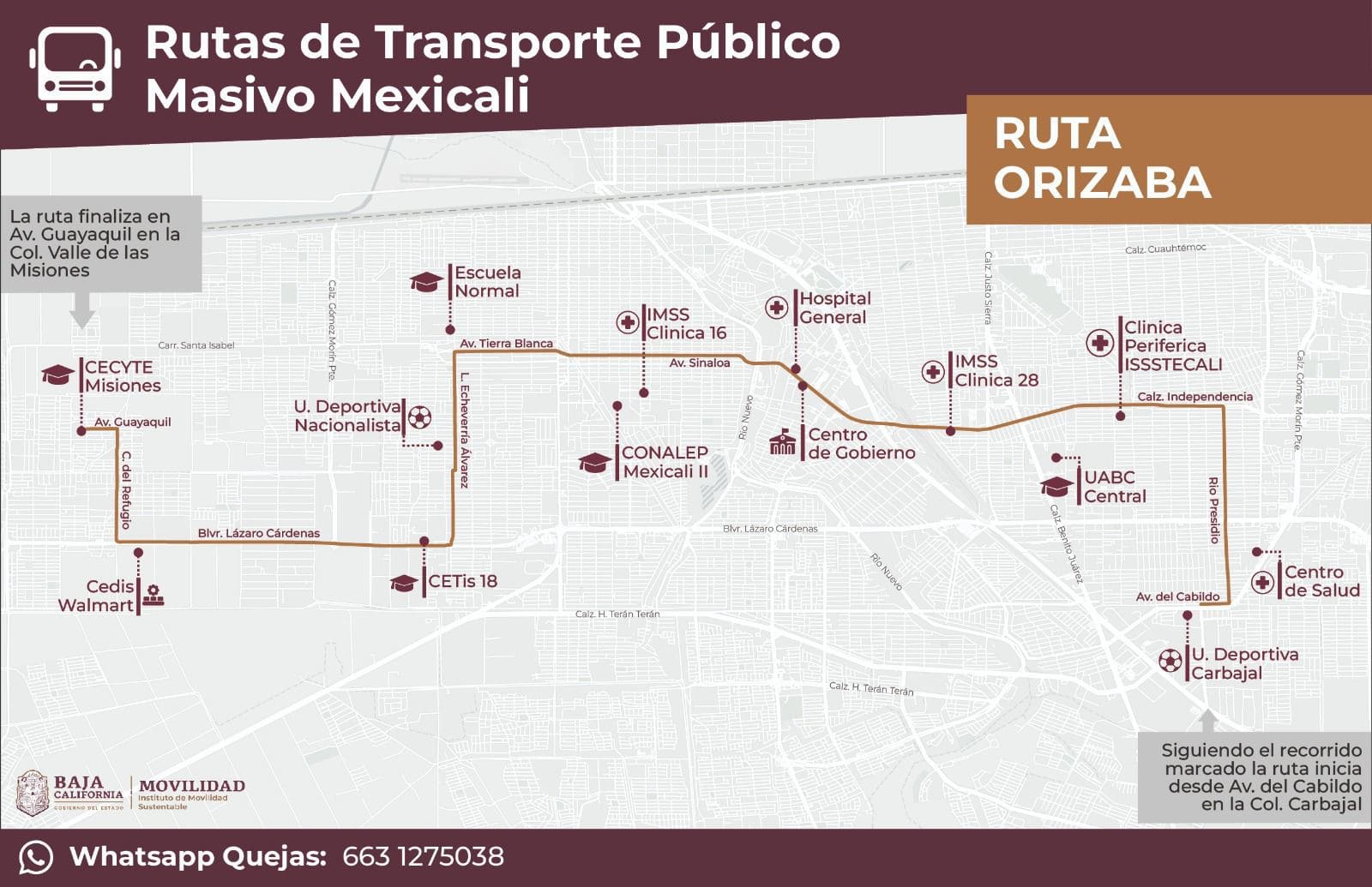 OPERARÁ IMOS MEXICALI DESDE EL PRÓXIMO LUNES LA RUTA DE TRANSPORTE ORIZABA