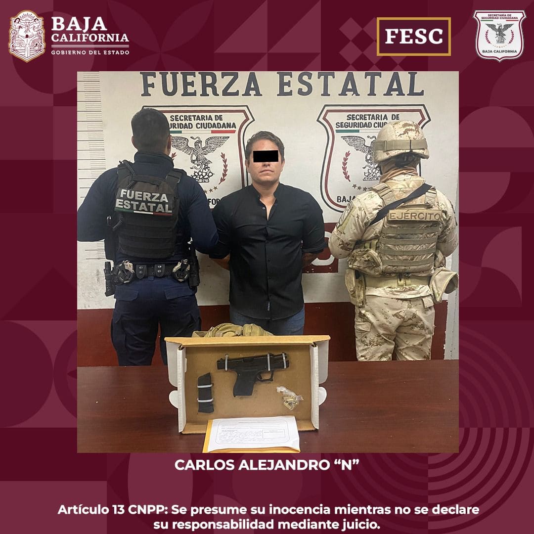 DETIENEN FESC Y SEDENA A HOMBRE ARMADO EN MEXICALI