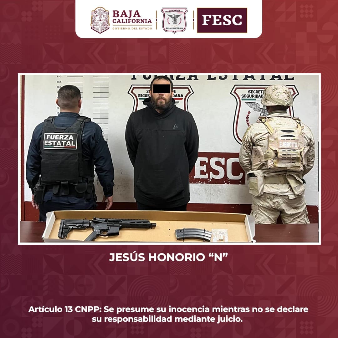 DETIENE FESC Y SEDENA A INDIVIDUO ARMADO EN MEXICALI